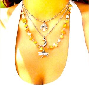 Womens fairycore  3pcs simple & trendy sun ,moon, fairy pendant necklace. New